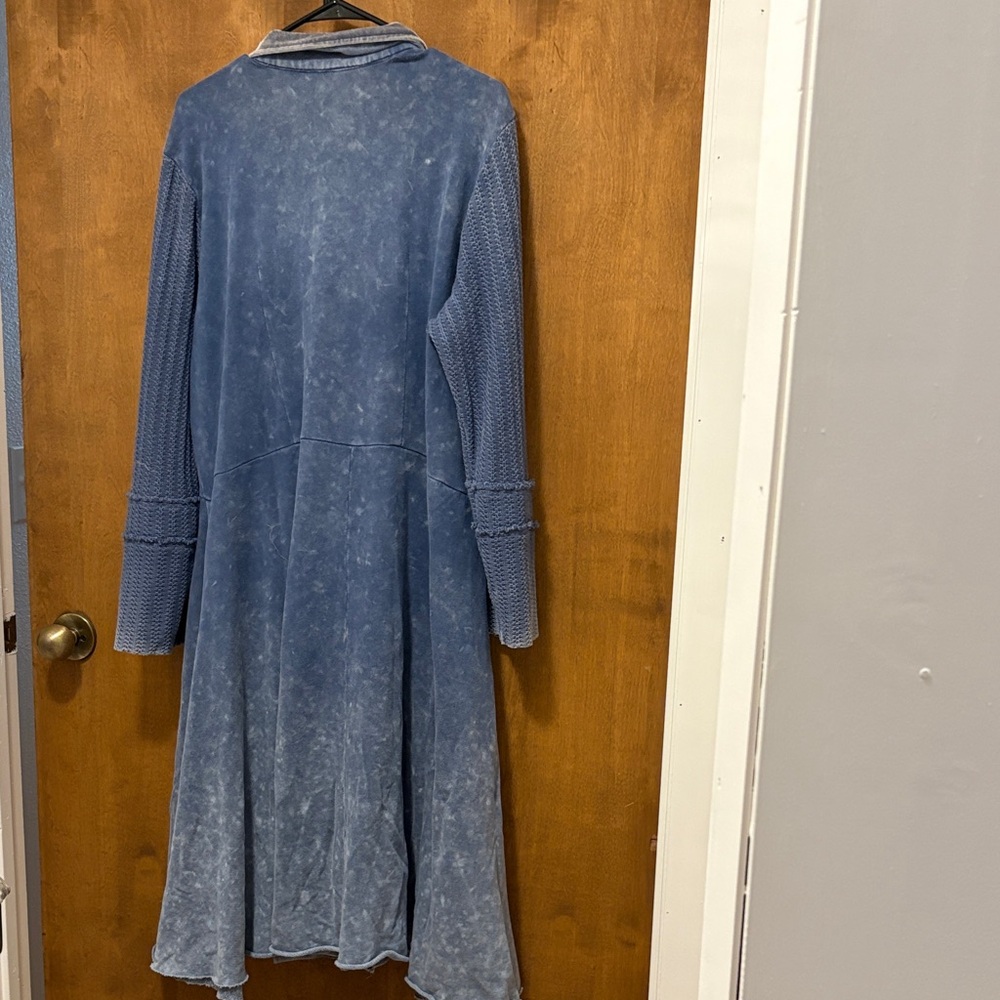 228. Elegant Blue Women's Trench Coat 100% Cotton Terry - Picture 2 of 2